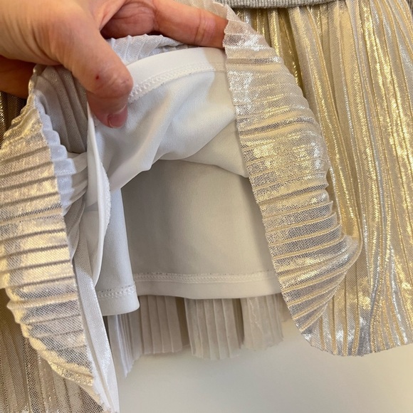 Bonnie Jean Toddler Girl Sweater Dress Metallic Knit Gold Gray 2T Pleats Holiday - Picture 10 of 14